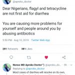 flagyl and tetracycline are not first aid for diarrhea