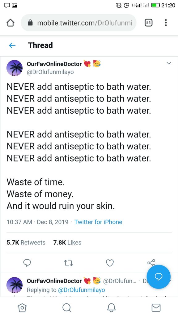 Adding Antiseptic to bath Water Can Damage Your Skin Nigerian Doctor