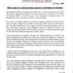Index case of coronavirus confirmed in Nigeria 