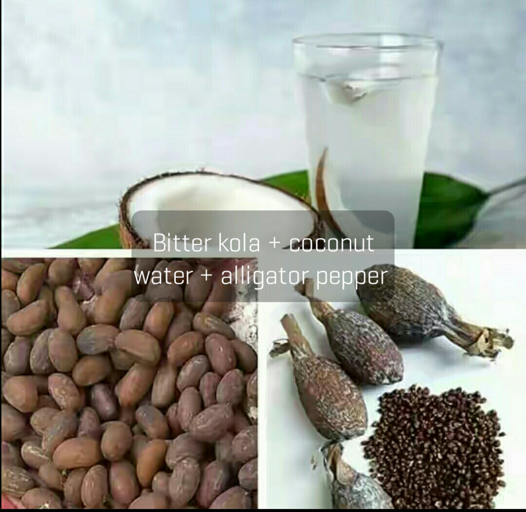 What is the function of soaking bitter kola in coconut water to drink? What is the benefit of soaking bitter kola in coconut water to drink?
