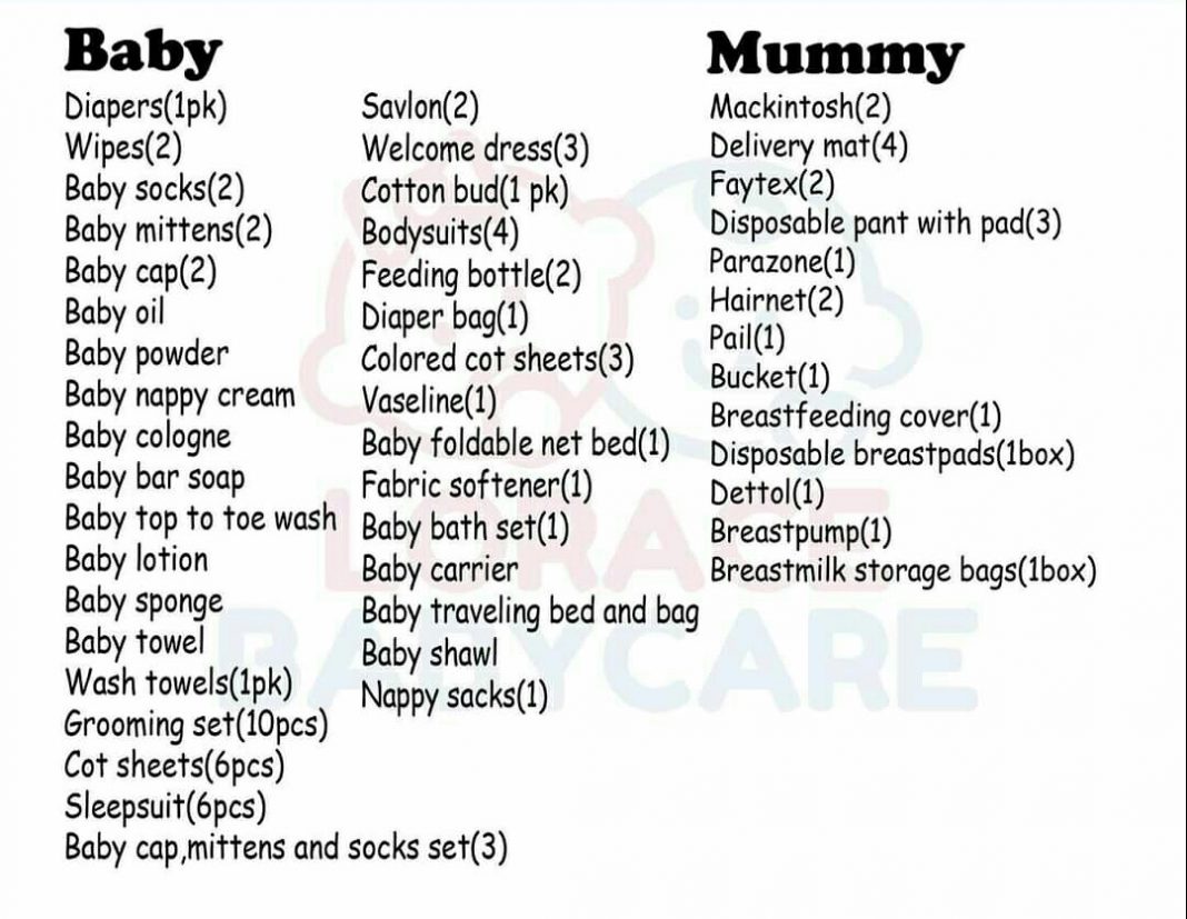 Hospital bag checklist for mom and baby South Africa Hospital bag checklist for mom and baby South Africa