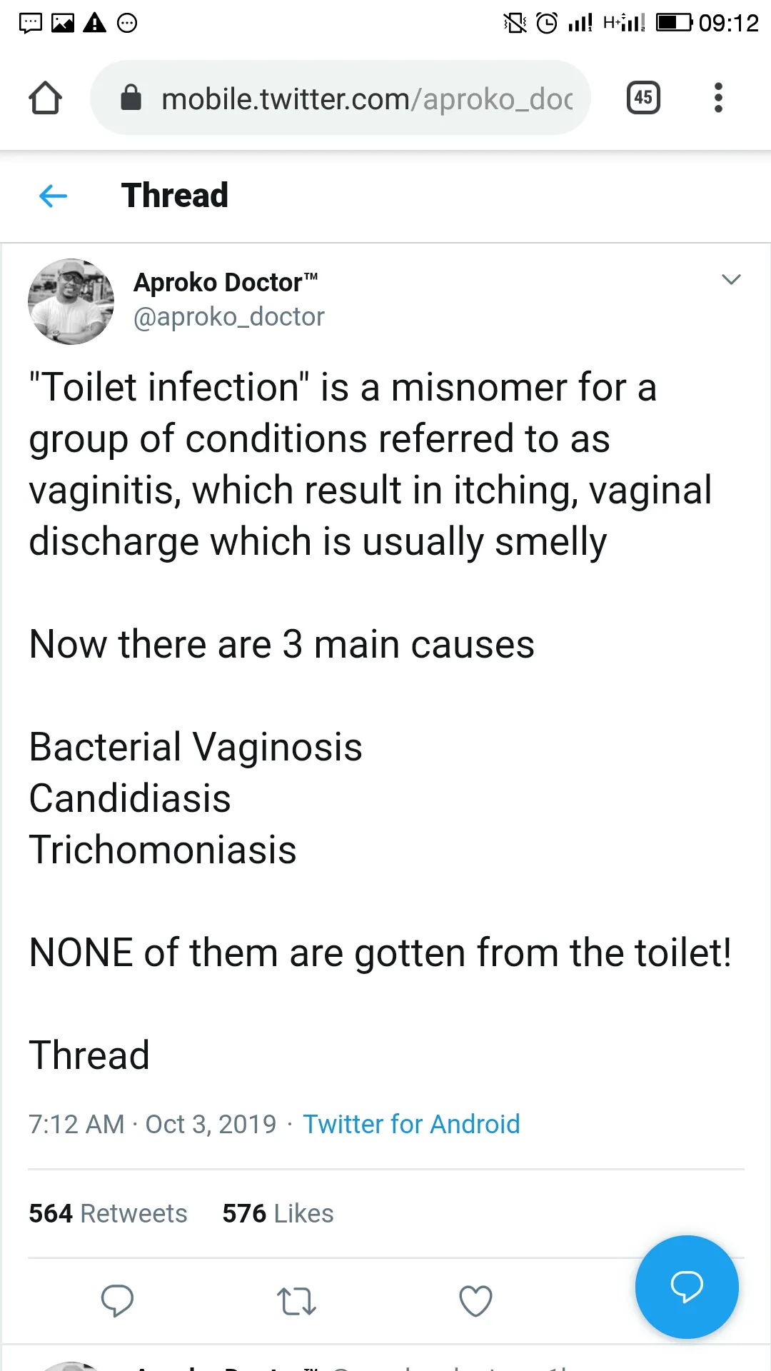 Toilet infection